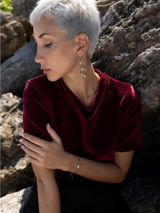 MAS Montreal Tops - MAS Montreal Tofino Ribbed Velvet Short Sleeve Tee in Rosewood